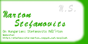 marton stefanovits business card